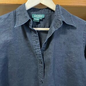 Lauren Ralph Lauren petite medium linen button down black